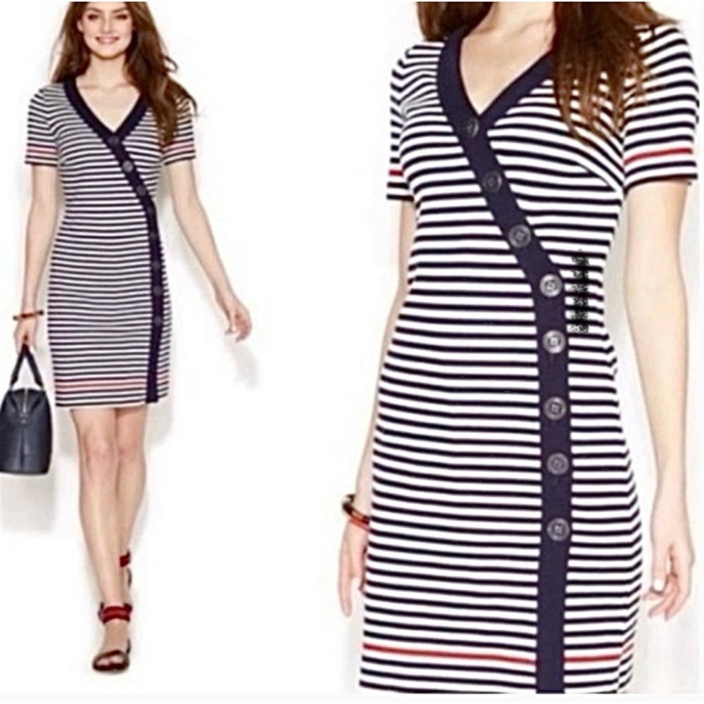 Tommy Hilfiger X Zooey Deschanel RIVKA Dress Navy & White Stripe